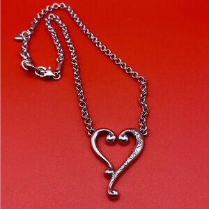 Brighton Adore Me Heart Necklace Silver Plate Vintage